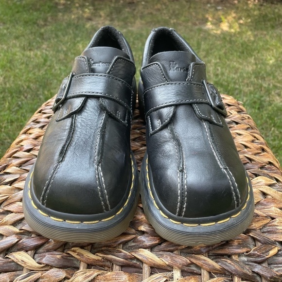 Dr. Martens Shoes - Dr. Martens 12282 Leather Monk Strap Bicycle Toe Chunky Platform Oxfords